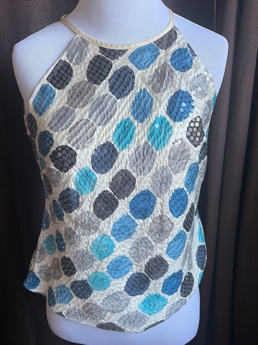 Ann Taylor Sequin Polka Dot Halter Top